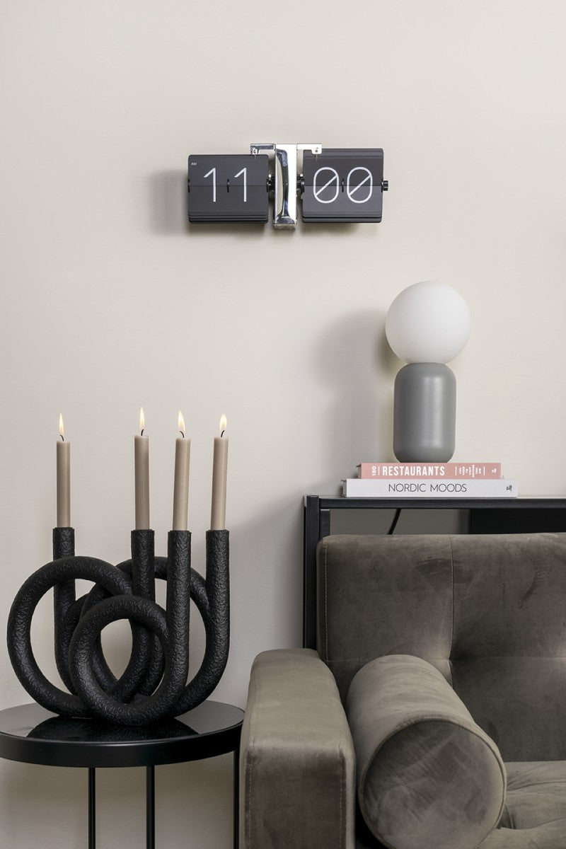 Flip clock Black and Silver on wall interior design