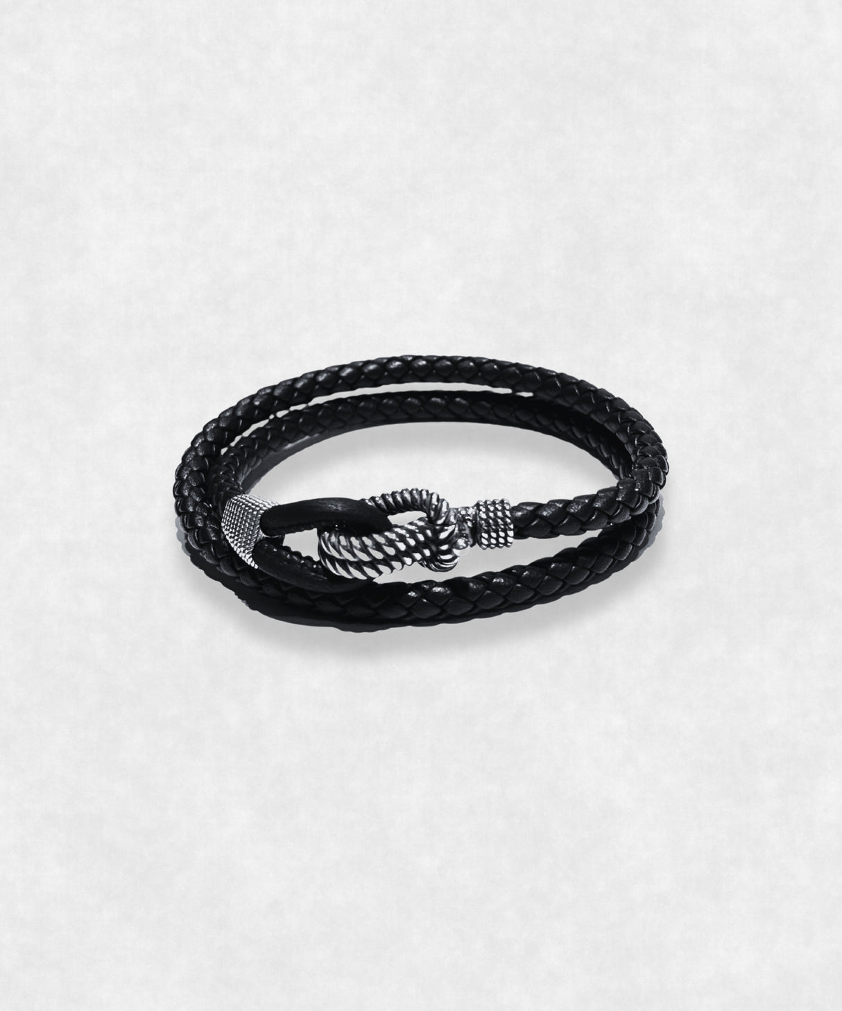 Black Leather and Sterling Silver 925 bracelet Maison Davis