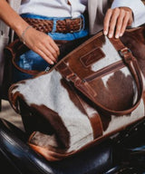 Cowhide Travel leather Bag in situation