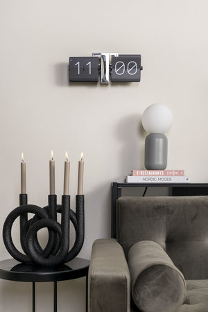 Flip clock Black and Silver on wall interior design