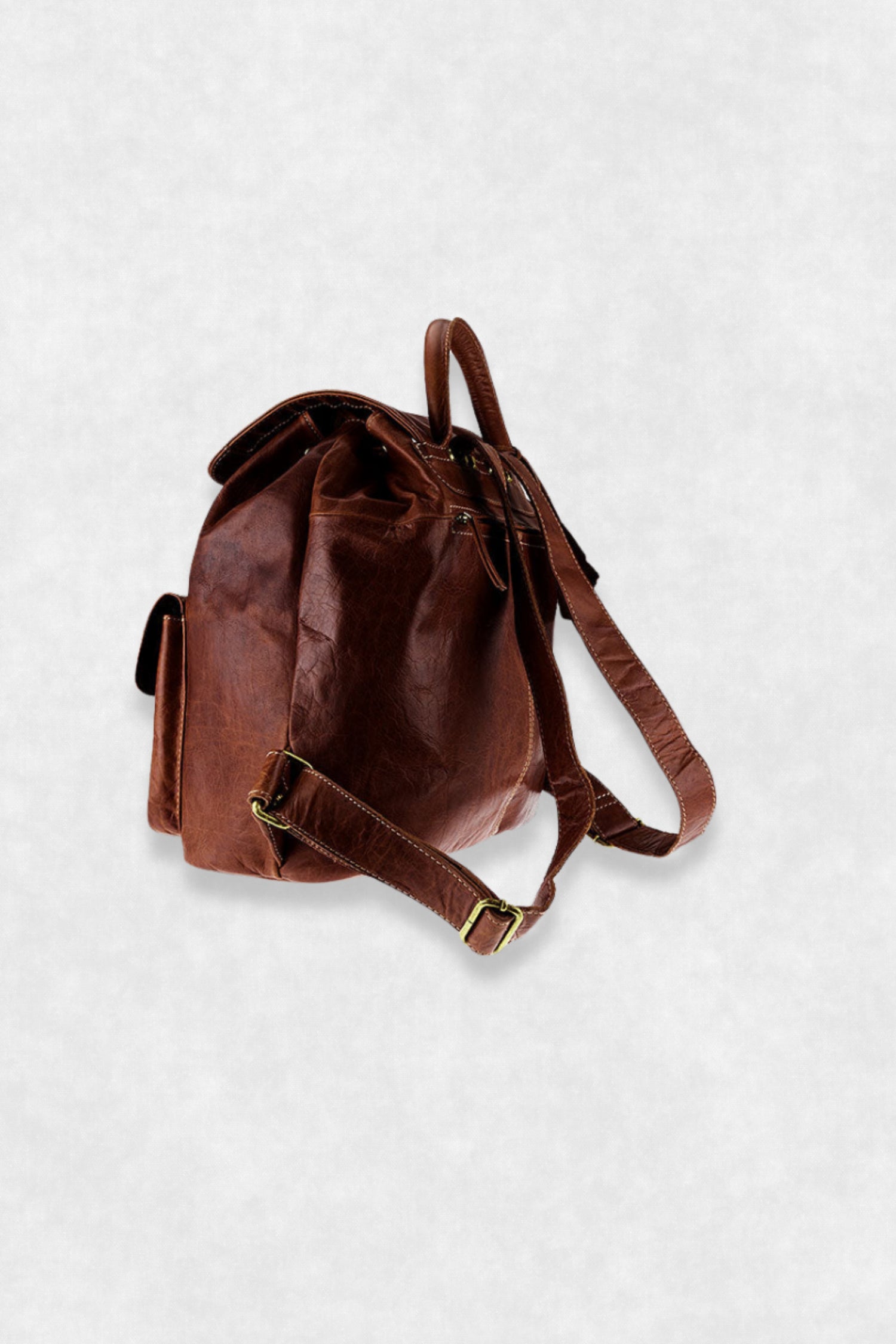 Leather Backpack Side and Back view Maison Davis