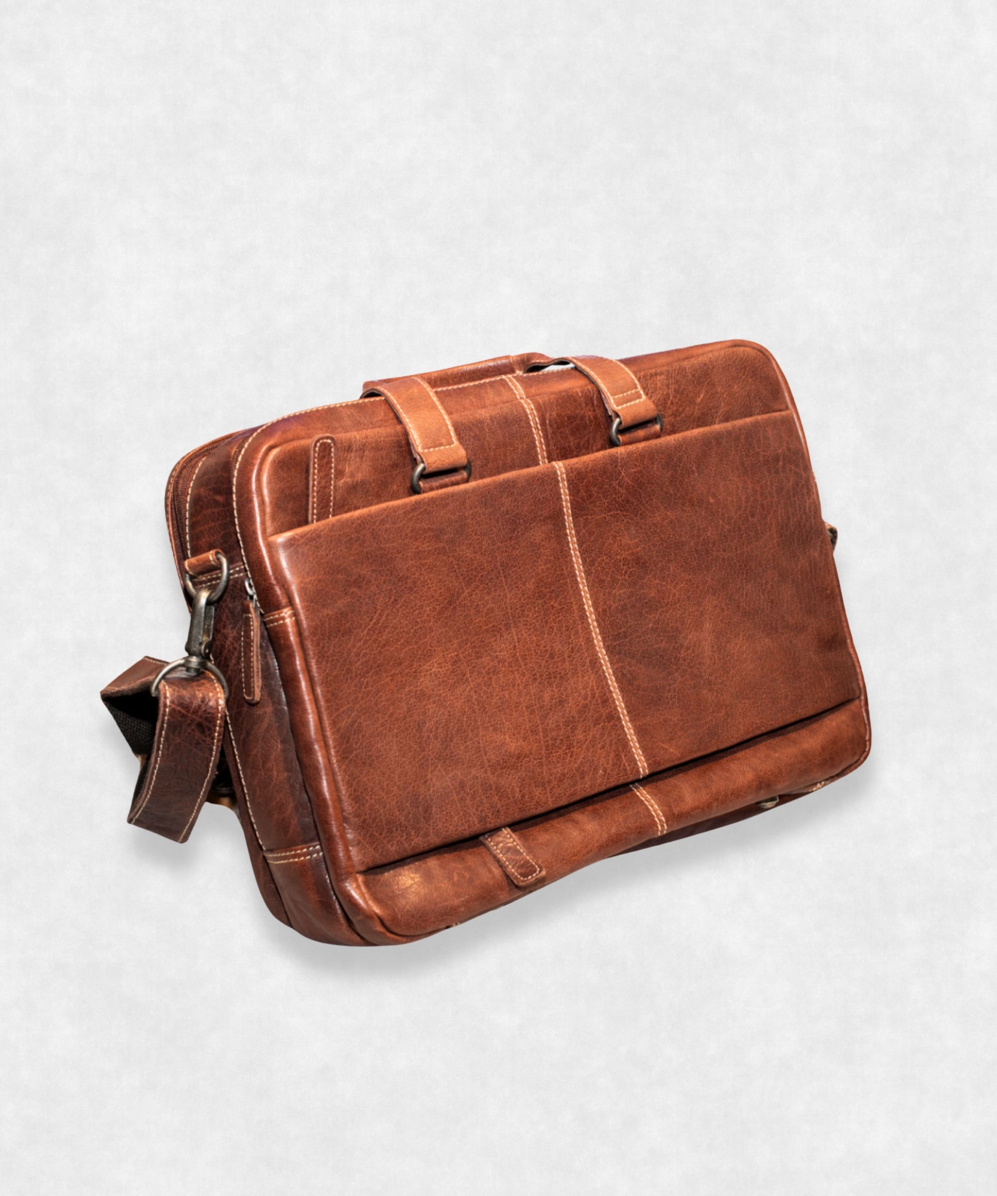 Leather Briefcase back view -  Maison Davis