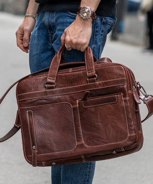 Leather Briefcase lifestyle Maison Davis