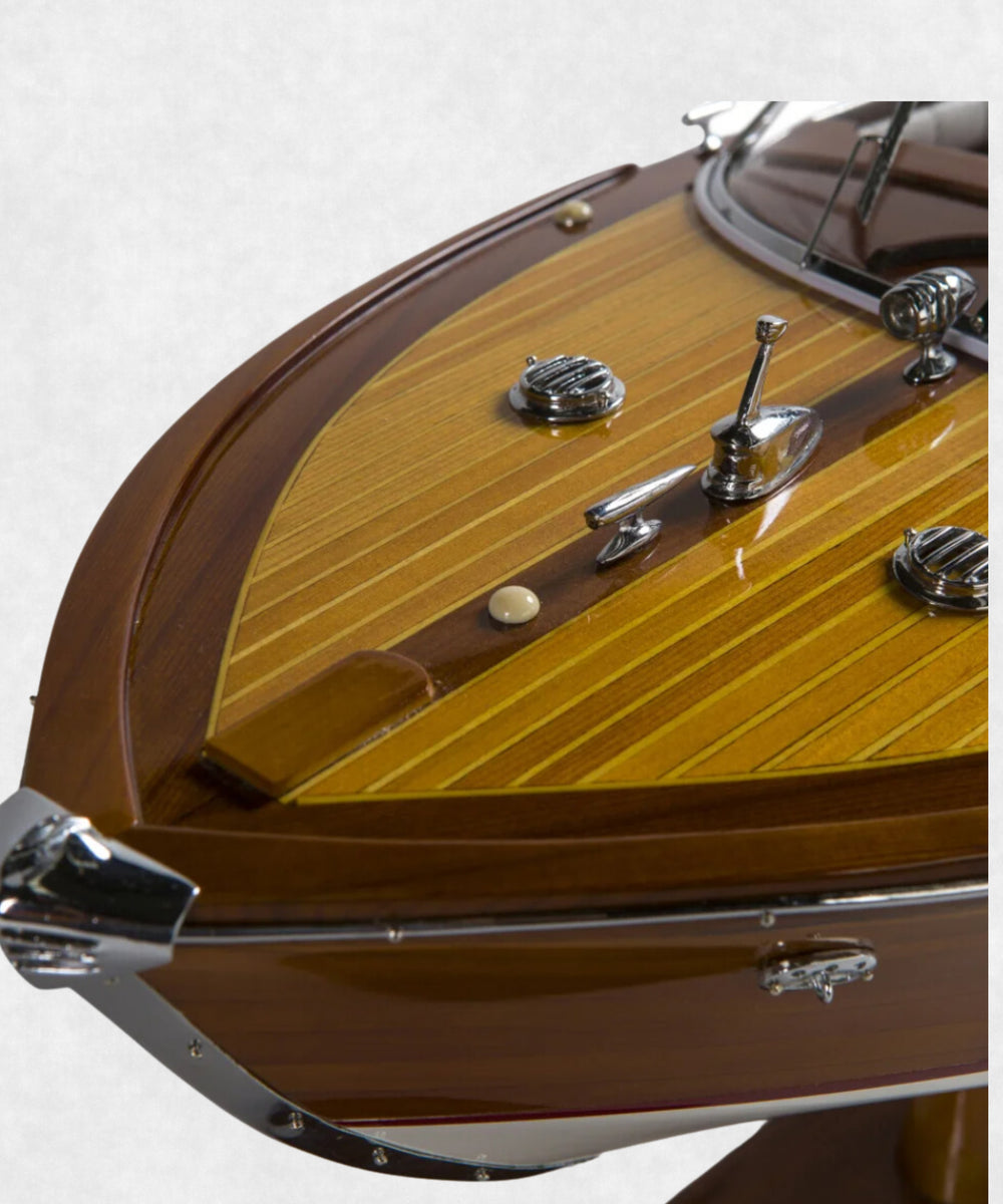 Luxury Wooden Boat Model Aquarama Zoom on Front View