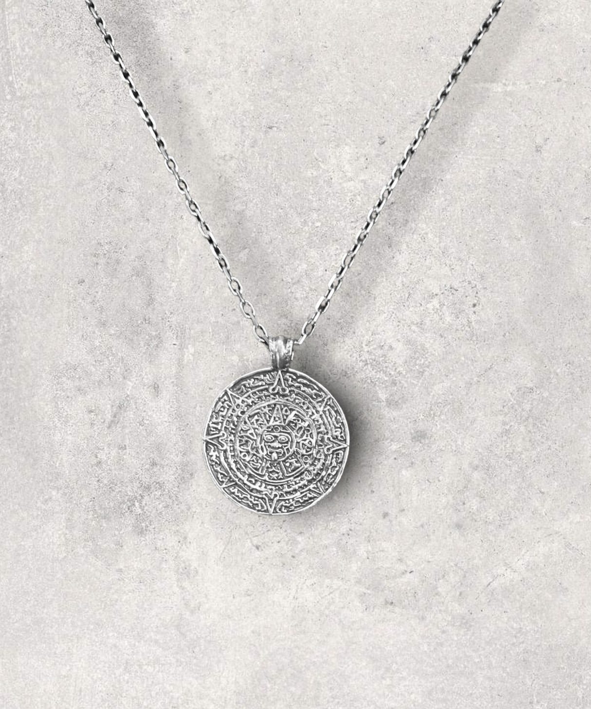 Mayan Pendant and Necklace Sterling Silver 925 Jewelry Maison Davis