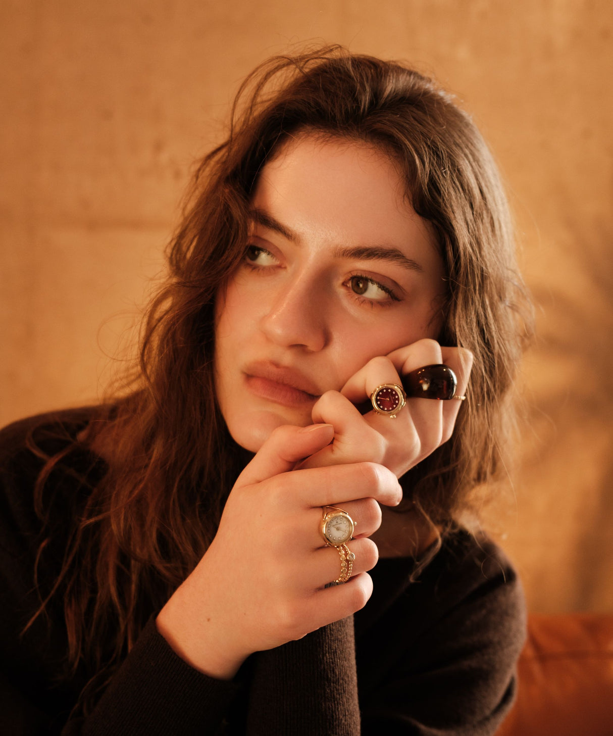 Ring watches Swiss made by Maison Davis worn on a woman’s hand – elegant ring watch collection