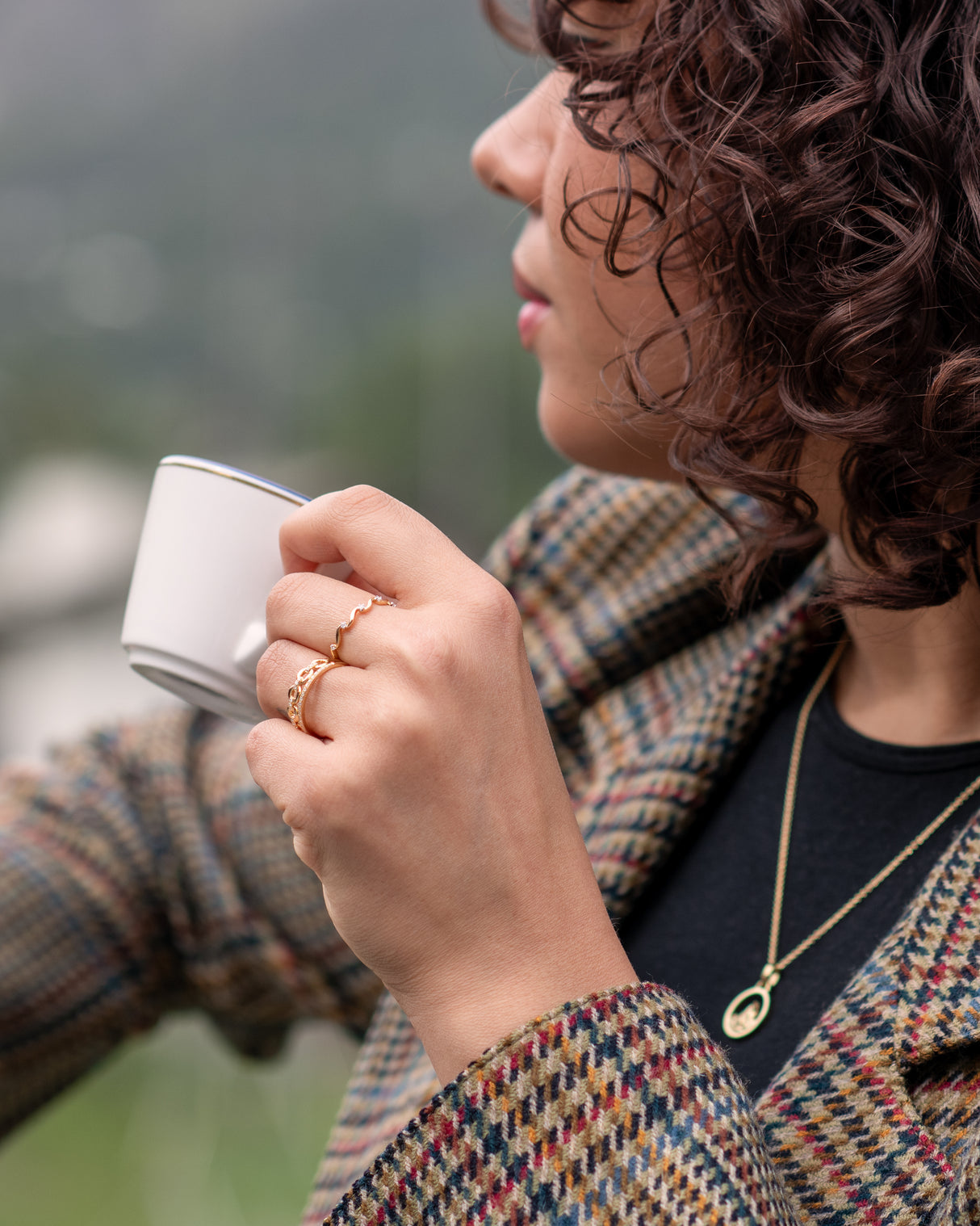 The Crown and Wave Gold Ring 18k Natural and Ethical Diamonds, Photoshoot
