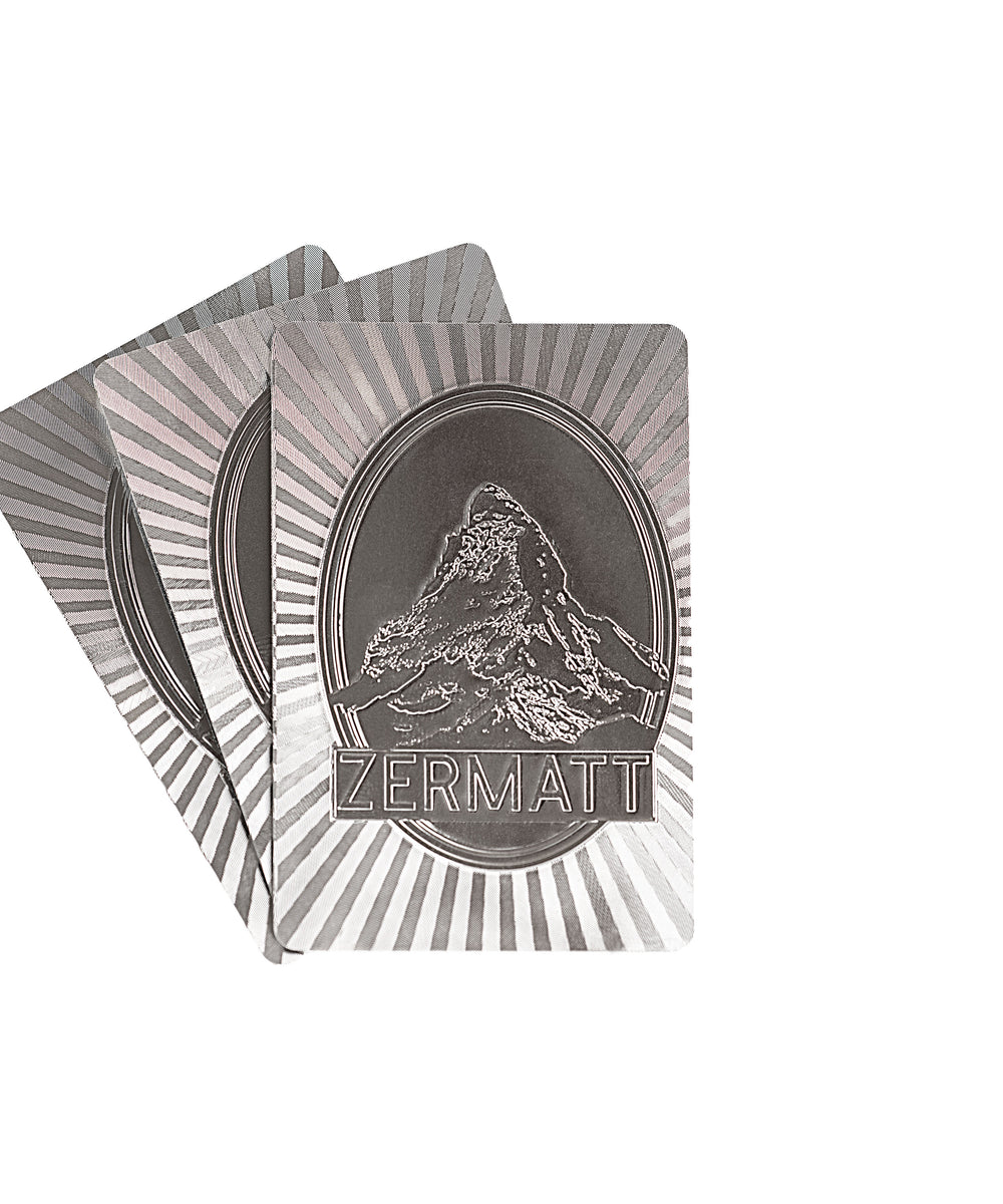 Zermatt Matterhorn Original Luxury Playing Cards Silver back view made by Maison Davis