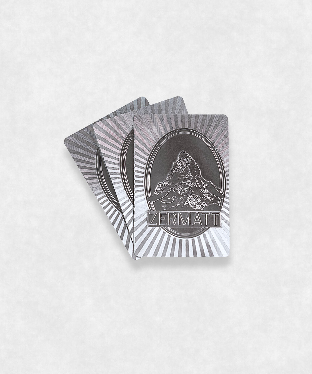 Zermatt Matterhorn Original Luxury Playing Cards Silver back view made by Maison Davis