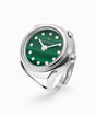 Bague montre Maison Davis en acier inoxydable avec un cadran.en malachite naturel, fabrique en suisse.